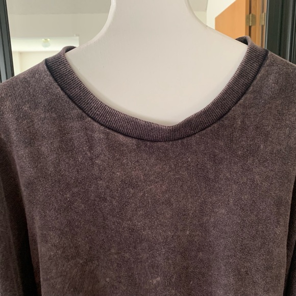 FREE PEOPLE Charcoal Gray Black Velvet Bell Sleeve Shirt - Picture 2 of 5